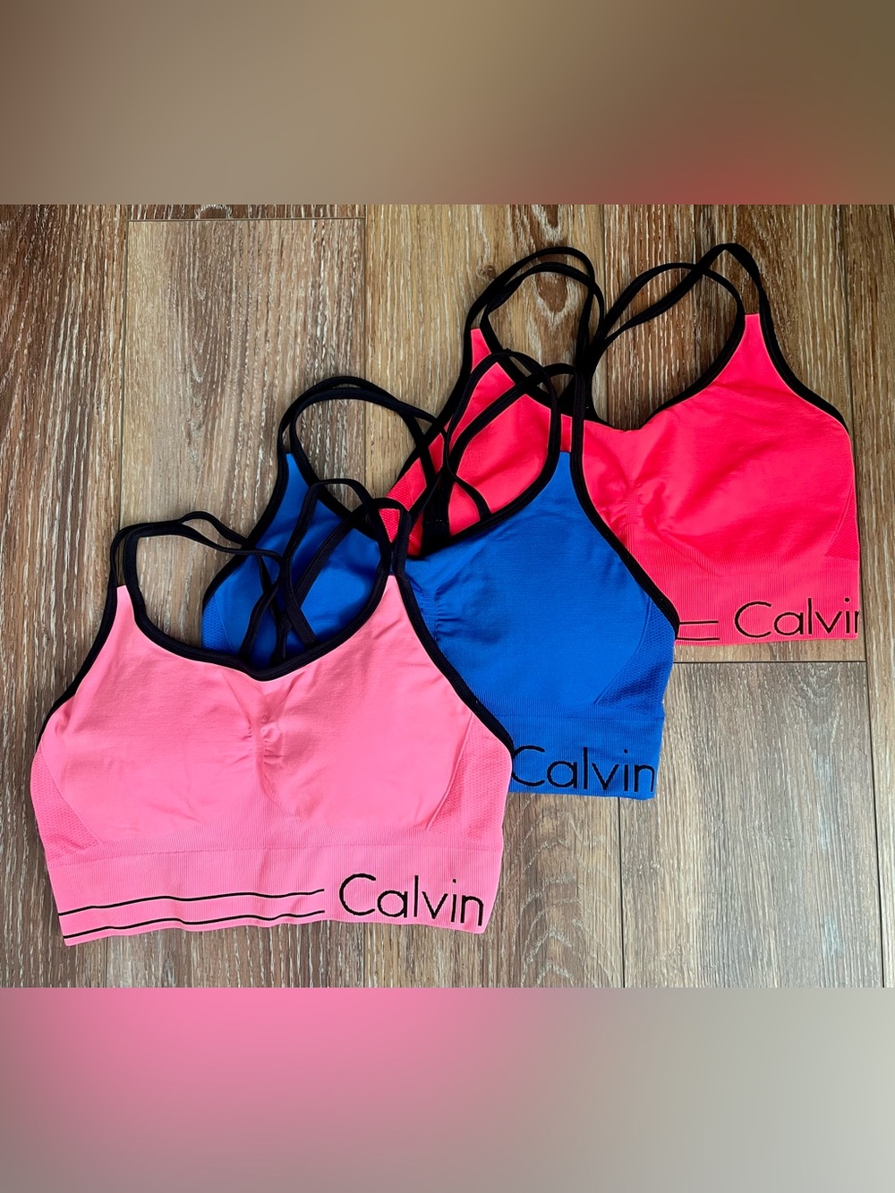 3 Pack Calvin Klein Performance Strappy Padded Sports Bras Size Mediums
